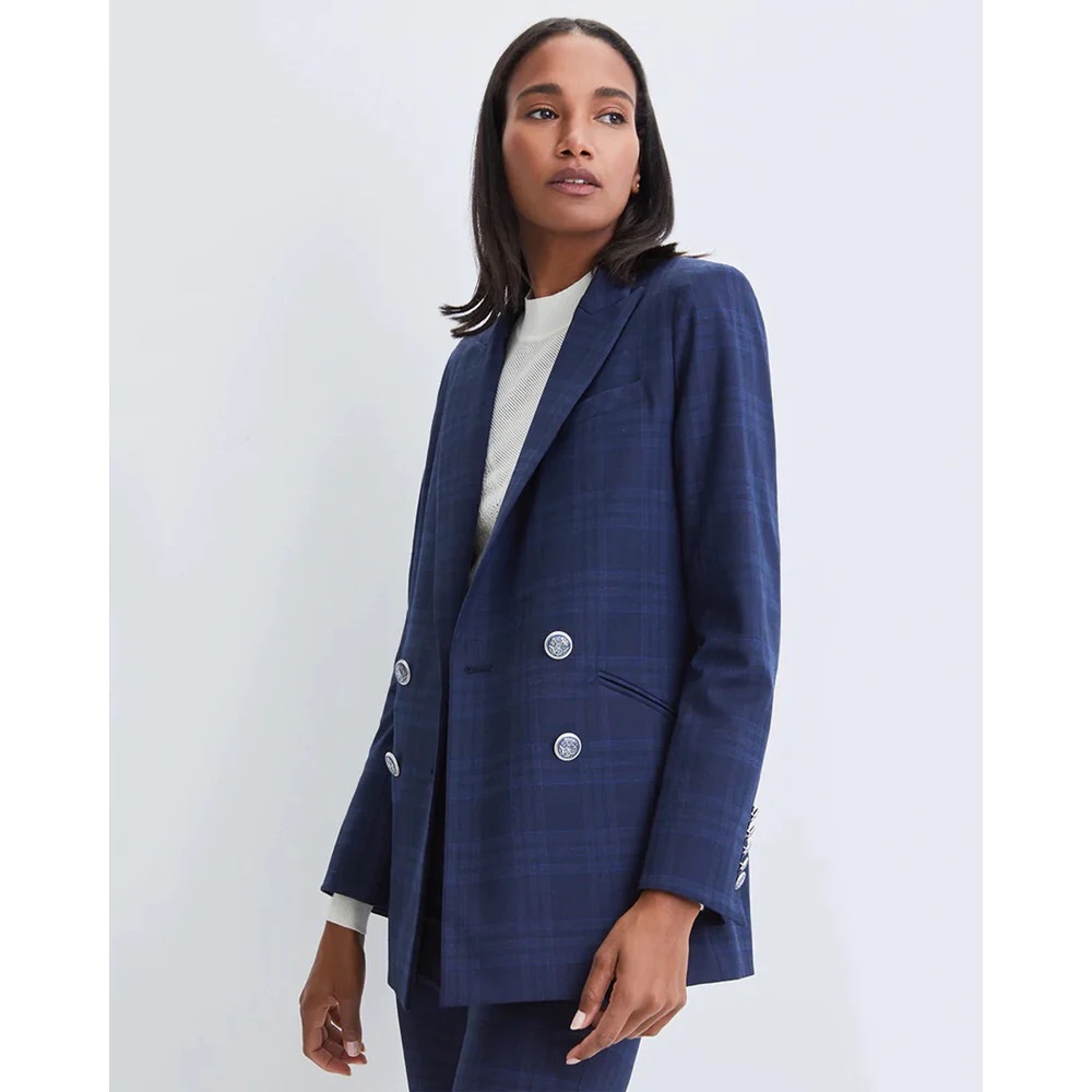 Veronica Beard Oria Plaid Double-Breasted Dickey Jacket